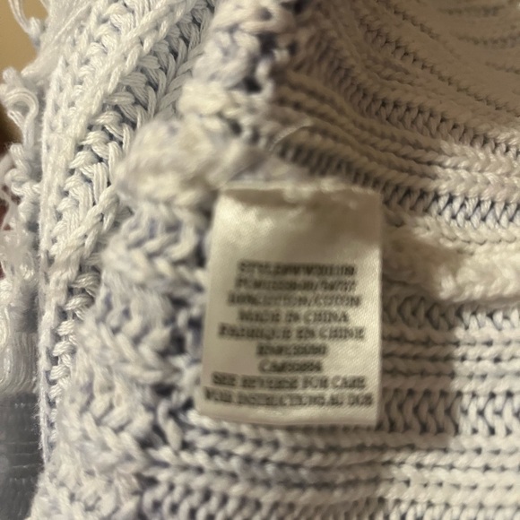 White Crow Periwinkle Raw Edge Fade Ombré Stripe Sweater, size Large - Picture 6 of 6